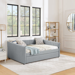 Full Size Daybed with Trundle Upholstered Sofa Bed, with Vertical