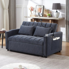 55.9" Convertible Sofa Bed Loveseat Sofa with Three USB Ports, Two