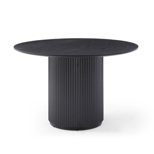 Black Round Dining Table, MDF handcraft Pedestal Dining Room Table