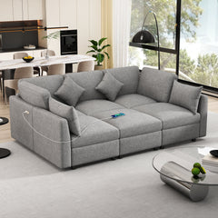 85.4" Sectional Sofa Modular Sofa U-shaped Sofa Couch Sofa Bed