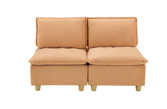 58-inch double-seat sofa in pumpkin-colored flannel with a