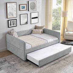 Daybed with Trundle Upholstered Tufted Sofa Bed, Full Size, Boucle