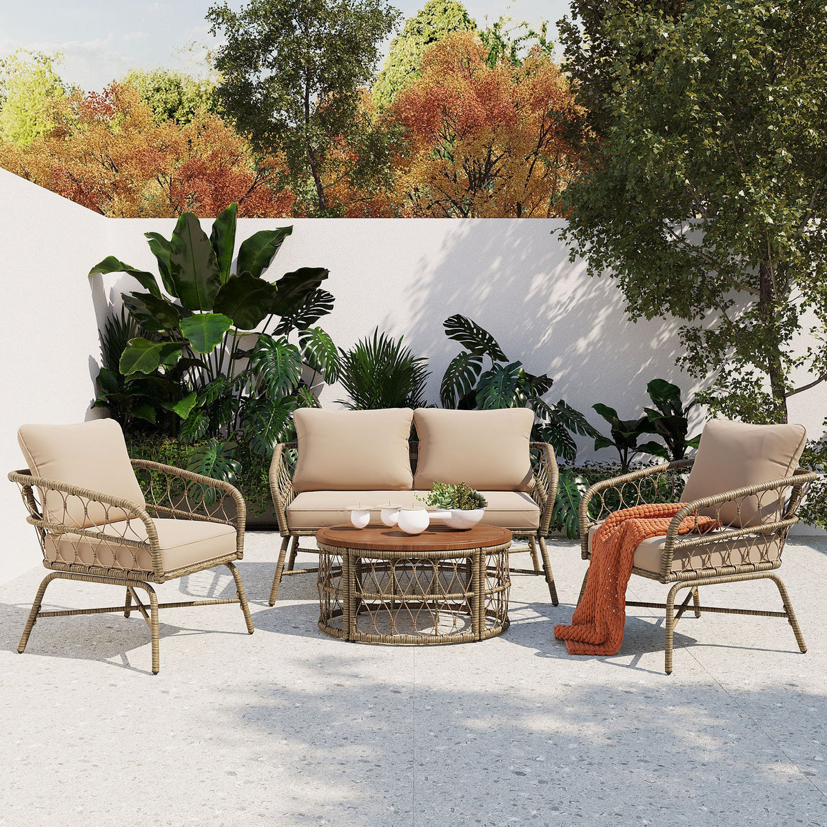 Bohemia-inspired 4-Person Outdoor Seating Group With Removable