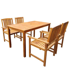 5 Piece Outdoor Dining Set Gray Solid Acacia Wood