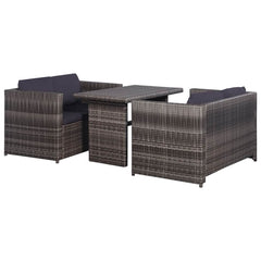 3 Piece Garden Lounge Set with Cushions Poly Rattan Black