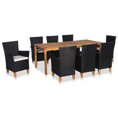 5 Piece Outdoor Dining Set Poly Rattan Black and Brown