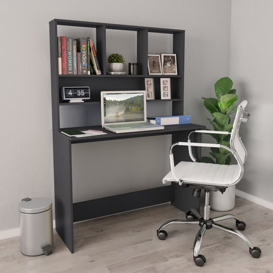 Desk with Shelves Black 43.3"x17.7"x61.8" Chipboard