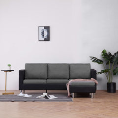 3-Seater Sofa with Cushions White Faux Leather