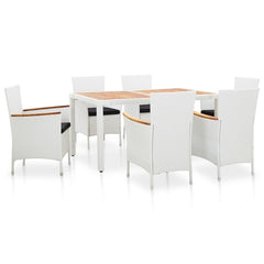 9 Piece Outdoor Dining Set Poly Rattan White