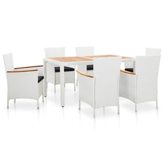 9 Piece Outdoor Dining Set Poly Rattan White