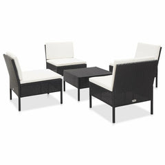 5 Piece Garden Sofa Set with Cushions Poly Rattan Black