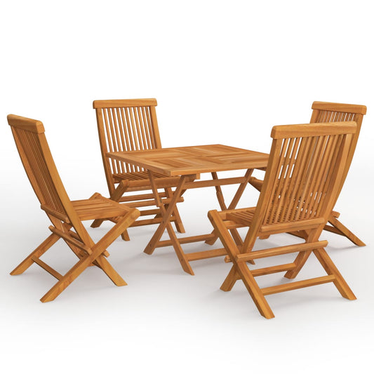 5 Piece Garden Dining Set Solid Teak Wood