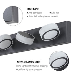 LED Modern Black 5-Light Vanity Lights Fixtures Over Mirror Bath Wall