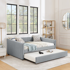 Full Size Daybed with Trundle Upholstered Sofa Bed, with Vertical