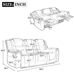 3 Seater Home Theater Recliner Manual Recliner Chair with Two Built-in