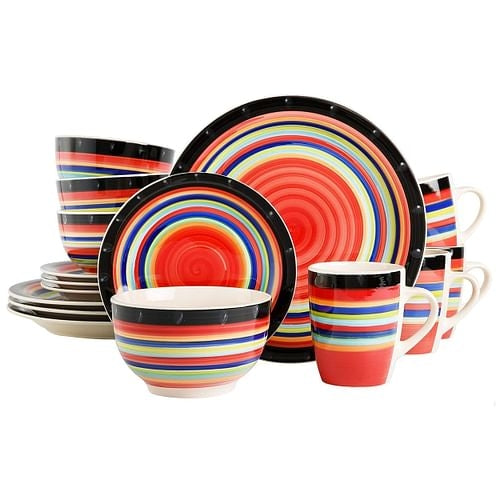 Gibson Home Casa Stellar 16 Piece Round Stoneware Dinnerware Set in