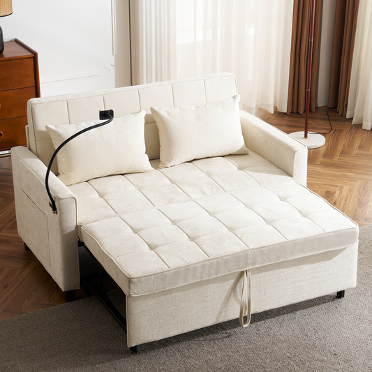 56.9" Loveseat Sofa Pull-out Sofa Bed Sleeper Sofa with a Reversible