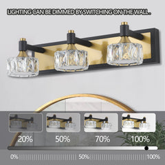 LED 3-Light Modern Crystal Bathroom Vanity Light Over Mirror Bath Wall