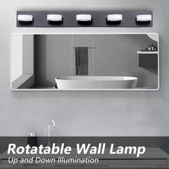 LED Modern Black 5-Light Vanity Lights Fixtures Over Mirror Bath Wall