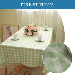 Gingham Table Cloth,Wipeable Reusable Hand Washable Tablecloths,Table Cover for Outdoor PicnicDining Table,Light Green