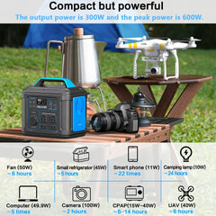 Portable Power Station 110V,296Wh Lithium ion Solar Generator with 300 W AC Power,Outdoor Generator for Camping,Travel,Emergency