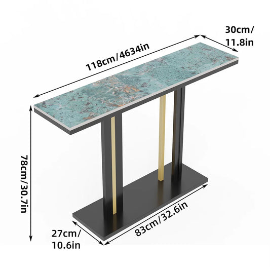 LUVODI Marble Console Table for Living Room Long Narrow Console Table Behind Couch Sofa Side End Furniture