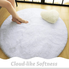 Round Rug Fluffy Soft Area Rugs for Kids Girls Room Princess Castle Plush Shaggy Carpet Cute Circle Nursery Rug for Bedroom