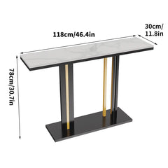 LUVODI Marble Console Table for Living Room Long Narrow Console Table Behind Couch Sofa Side End Furniture