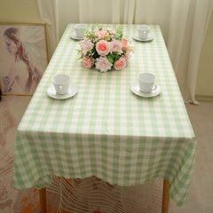 Gingham Table Cloth,Wipeable Reusable Hand Washable Tablecloths,Table Cover for Outdoor PicnicDining Table,Light Green