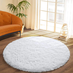 Round Rug Fluffy Soft Area Rugs for Kids Girls Room Princess Castle Plush Shaggy Carpet Cute Circle Nursery Rug for Bedroom