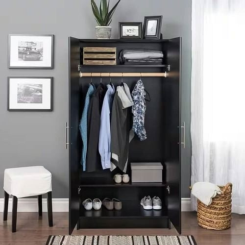 Black Freestanding Bedroom Cabinet Armoire Wardrobe Closet with