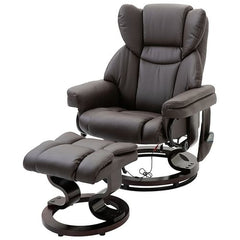 Adjustable Brown Faux Leather Remote Massage Recliner Chair w/ Ottoman