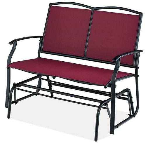 2 Seat Mesh Patio Loveseat Swing Glider Rocker with Armrests in