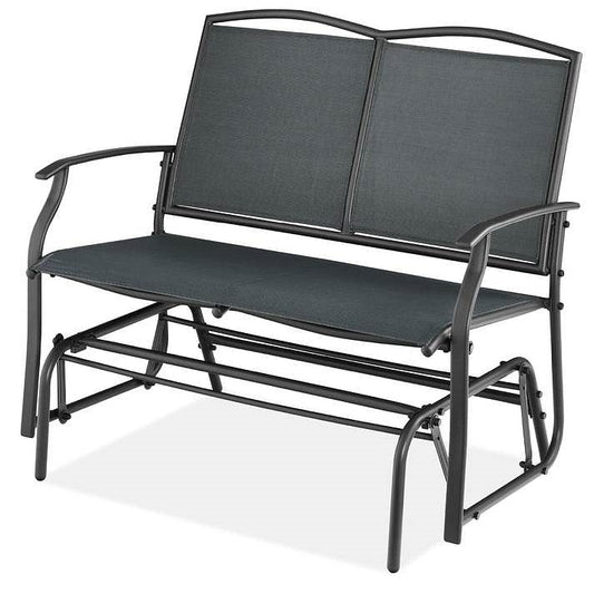 2 Seat Mesh Patio Loveseat Swing Glider Rocker with Armrests in