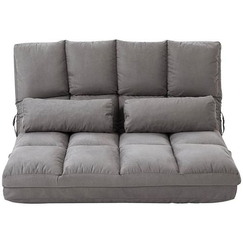 Dark Grey Polyester Suede Fabric Floor Sofa Bed Recliner with