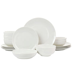 Elama Camellia 16 Piece Porcelain Double Bowl Dinnerware Set