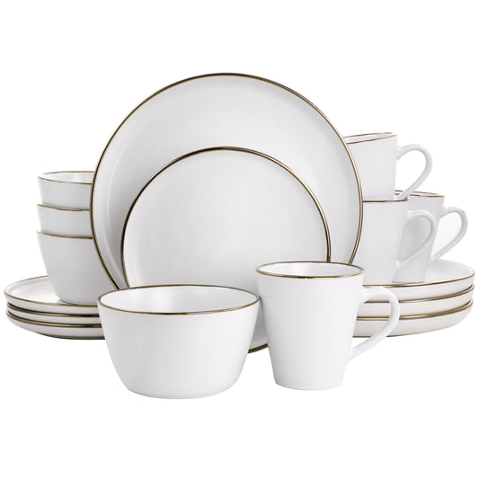 Elama Arthur 16 Piece Stoneware Dinnerware Set in Matte White with