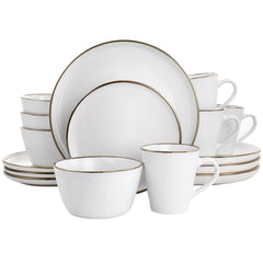 Elama Arthur 16 Piece Stoneware Dinnerware Set in Matte White with