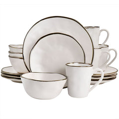 Elama Modern 16 Piece Stoneware Dinnerware Set in Matte White with