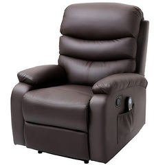 Adjustable Brown Faux Leather Remote Massage Recliner Chair w/