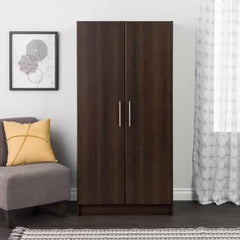 Bedroom Armoire Wardrobe Cabinet Closet with Hanging Rail in Brown