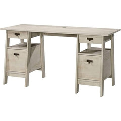 FarmHouse Chalky Oak Executive Desk w/ Filing Cabinets Storage