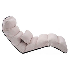 Foldable Multi-Position Sofa Bed Lounger Couch with Pillow in Beige