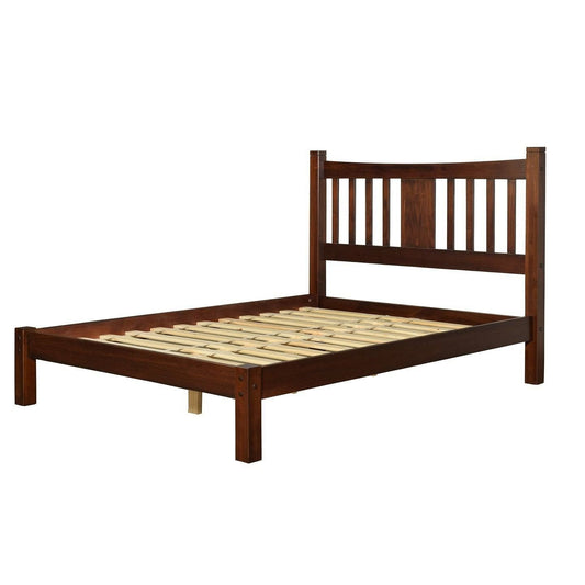 King Farmhouse Style Solid Wood Platform Bed Frame with Headboard in