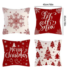 4PCS Christmas Cushion Covers 45x45 Cm Farmhouse Xmas Decor Red Green Plaids Santa Pillow Cover Christmas Decorations Noel Kerst