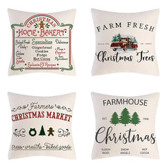 4PCS Christmas Cushion Covers 45x45 Cm Farmhouse Xmas Decor Red Green Plaids Santa Pillow Cover Christmas Decorations Noel Kerst