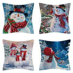 4PCS Christmas Cushion Covers 45x45 Cm Farmhouse Xmas Decor Red Green Plaids Santa Pillow Cover Christmas Decorations Noel Kerst