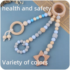 3/4 Pcs Baby Gym Frame Beech Wood Ring Baby Fitness Rack Pendants Silicone Beads Teether Newborn Stroller Rattle Play Gym Toys