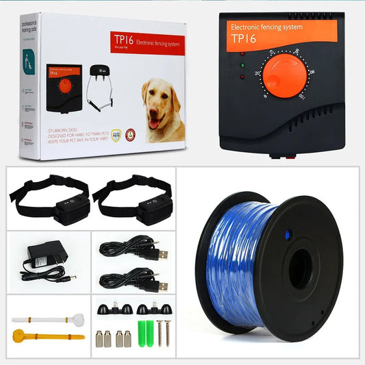 TP16 Pet Dog Electric Fence System Rechargeable Waterproof Adjustable Dog Training Collar Electronic Fencing dog Accessories