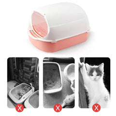 Cat Litter Box, Plastic Hooded High Walls, Kitten Potty Box, Pet Litter Pan, Toilet Accessories